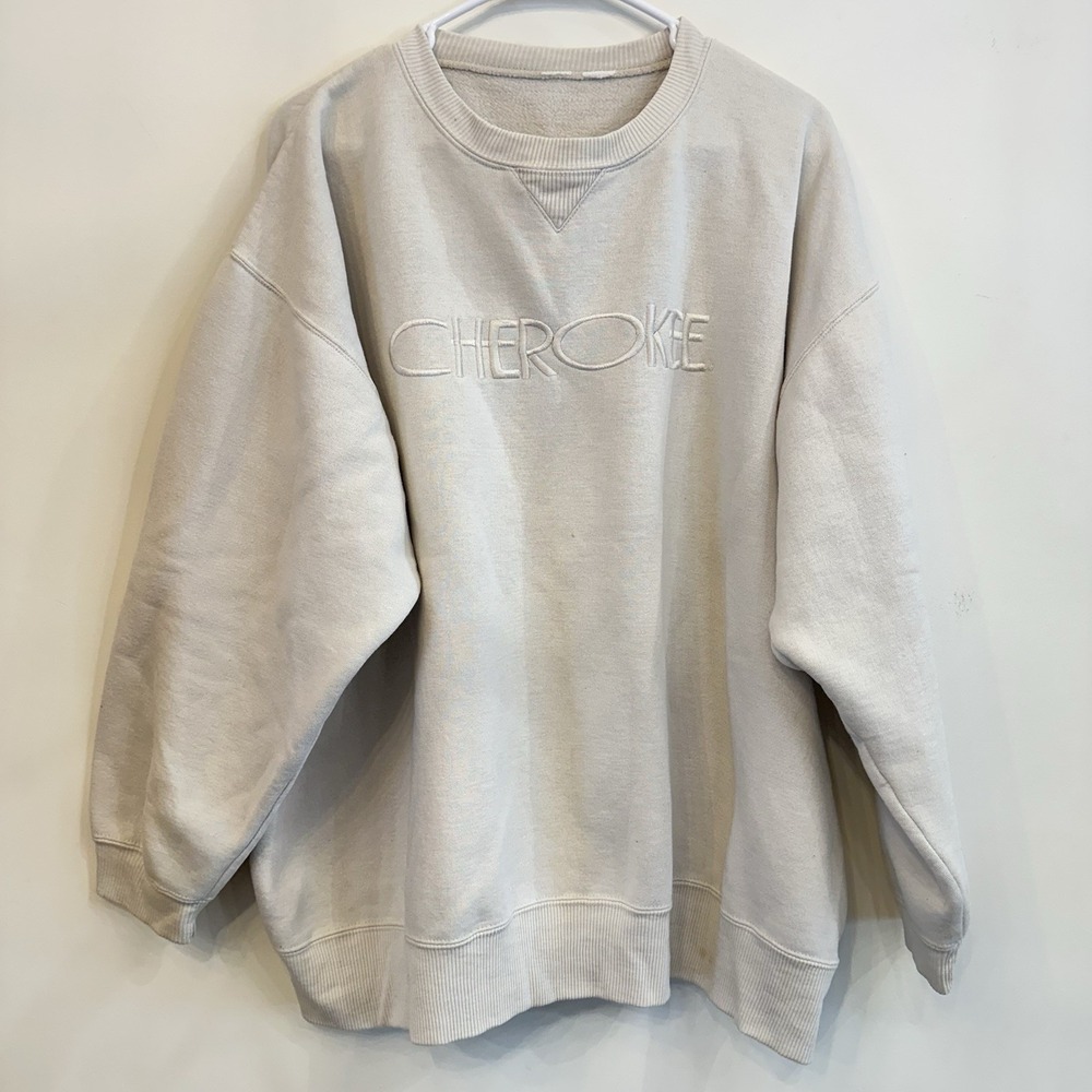 VTG 90s Women's Cherokee Oversized White Crewneck Sweatshirt Pullover‎ XL